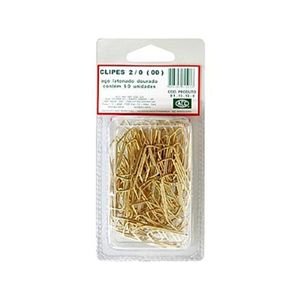 Clips para Papel Dourado Nº2/0 Blister com 50 Unidades