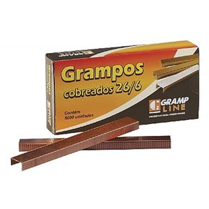 Grampo para Grampeador 26/6 Cobreado Caixa com 5.000 Grampos Gramp Line