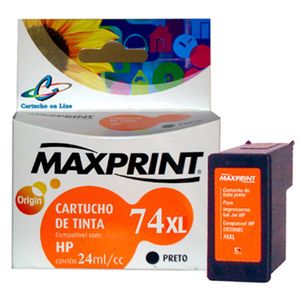 Cartucho de Tinta Maxprint Compatível com HP 74 Preto CB335 24ml