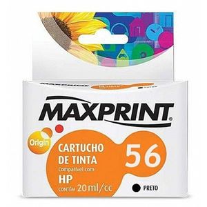 Cartucho de Tinta Maxprint Compatível c/ HP 56 C6656A Preto 20ml