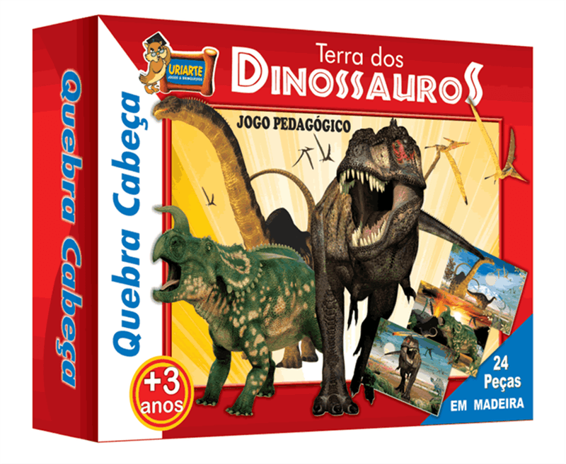 Quebra Cabeça Dinossauro/Dinos Em Madeira Blocos 24 Peças - 834 - JG