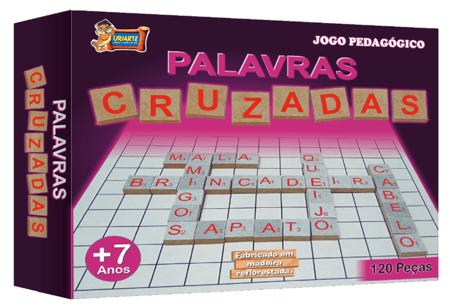 Jogo Palavras Cruzadas Peças em Madeira Brincadeira de Criança +7a