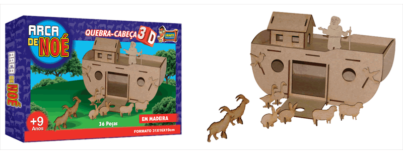 Quebra Cabeça Infantil Arca De Noé Em Madeira mdf Puzzle Jogo Educativo 9  Peças Brinquedo Coluna + 4 Anos em Promoção na Americanas