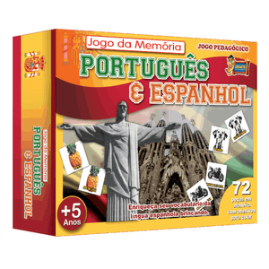 Jogo da Memória Português e Espanhol 72 Peças em Madeira Ref. 3668