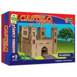 Quebra-Cabeça 3D Castelo Medieval 40 Peças em Madeira 34 x 31 x 26 cm Ref. 3974