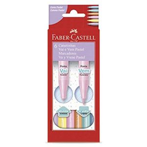Caneta Hidrográfica Vai e Vem Pastel 6 Cores Faber-Castell Ref. 15.0906VVZF
