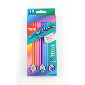 Lápis de Cor Mega Softcolor 12 Cores Tons Pastel Tris Ref. 687841