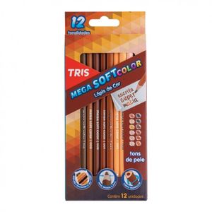 Lápis de Cor Mega Softcolor 12 Cores Tons de Pele Tris Ref. 687735