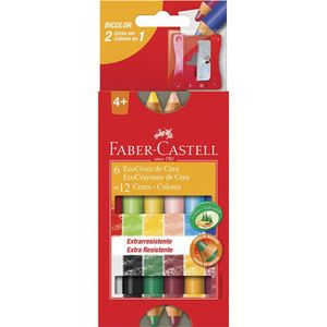 Eco Giz de Cera Bicolor 12 Cores Faber-Castell Ref. HT141412