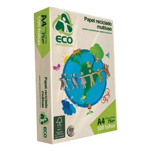 Papel Reciclado A4 Eco Millennium 75g/m² 210mm x 297mm 500 Folhas
