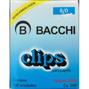 Clips para Papel 8/0 niquelado com 180 unidades