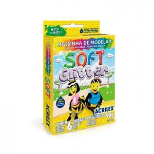 Massinha de Modelar Escolar Soft glitter - 6 Cores
