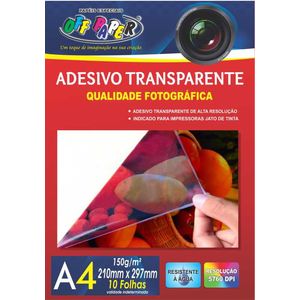 Papel Adesivo Transparente 150 g/m² com 10 folhas