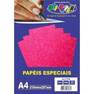 Papel A4 Glitter 180gr Pink Com 5 Folhas