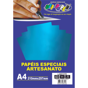 Papel A4 Lamicote Azul 250g/m² com 10 folhas
