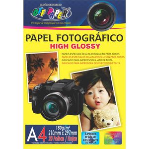 Papel Fotográfico High Glossy 180G A4 com 20 Folhas