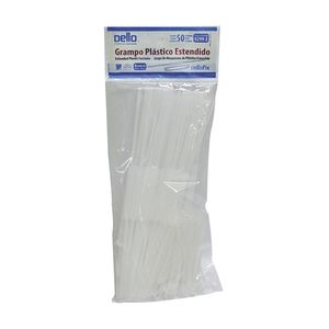 Grampo Plástico Estendido Branco com 50 unidades