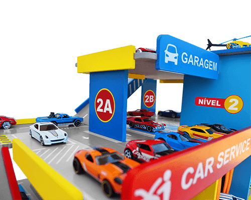 Pista Postinho Garagem Madeira + Carrinho Hot Wheels