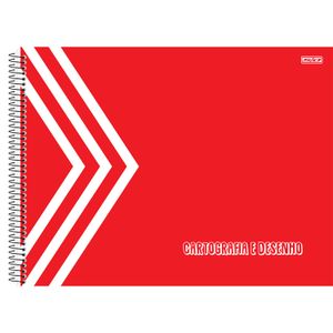Caderno Espiral CD Cartografia e Desenho Kbom 60 Folhas Vermelho