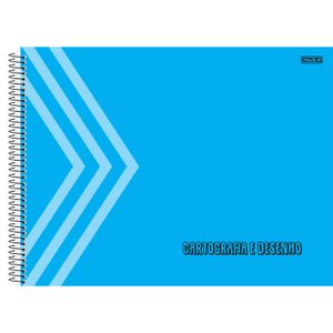 Caderno Espiral CD Cartografia e Desenho Kbom 60 Folhas Azul