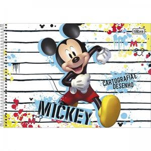 Caderno de Cartografia e Desenho Espiral Capa Dura Mickey 80 Folhas