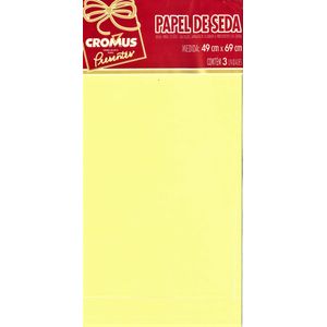 Papel de Seda 49x69 com 3 folhas Amarelo Creme