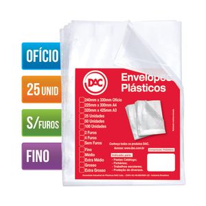 Envelope Plástico Ofício Sem Furos para Pasta Catálogo Fino 5069
