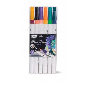 Caneta Dual Point Brush Magic com 6 canetas