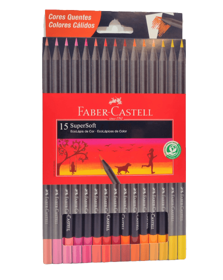 Lápis de Cor 15 SuperSoft Cores Quentes - FaberCastell - Livraria