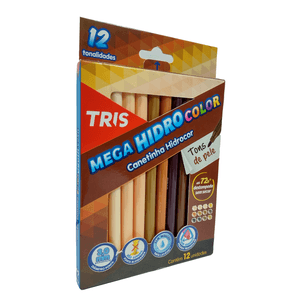 Canetinha Mega Hidrocolor Tris 12 Cores Tons de Pele
