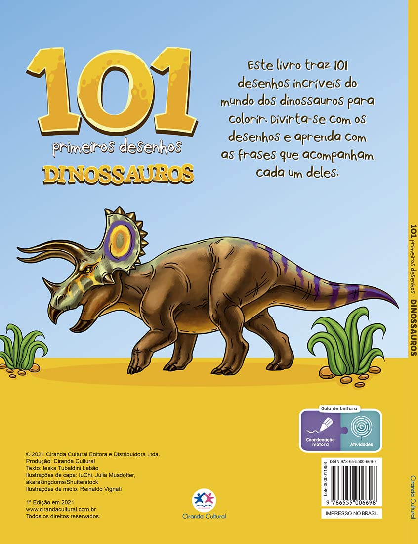 101 Primeiros Desenhos Dinossauros- Para Colorir