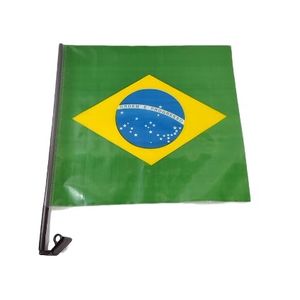 Bandeira Do Brasil Plástica Com Haste Para Carro 121118