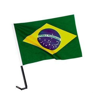 Bandeira Do Brasil Poliéster Com Haste Para Carro 119415