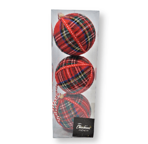 Bola-De-Natal-Decorada-Xadrez-Vermelha-10-Cm-Com-3-Unidades--4-