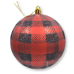 Bola De Natal Decorada Mista Xadrez Vermelha Fosca 10cm KX9665