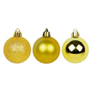Conjunto de Bolas Mistas de Natal Fosca/Lisa/Glitter Dourada 8cm com 6 Unidades