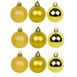 Conjunto de Bolas Mistas de Natal Fosca/Lisa/Glitter Dourada 6cm com 9 Unidades