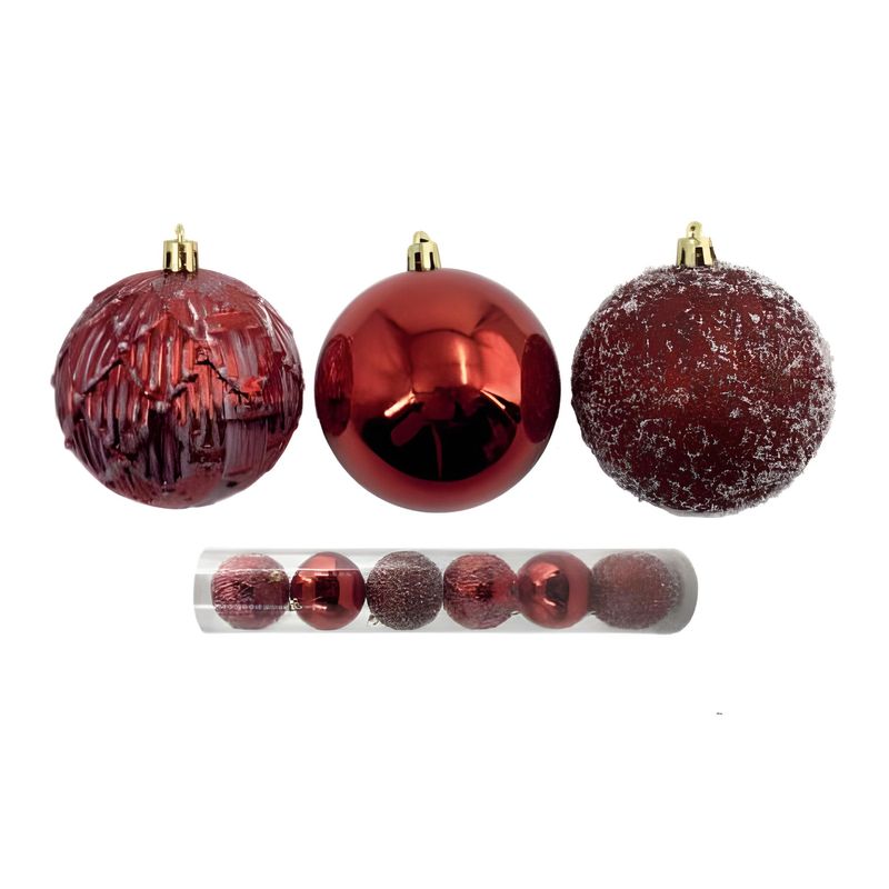 Conjunto-Bola-Mista-De-Natal-Texturizada-Vermelha-8cm