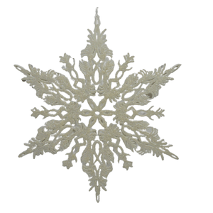 Enfeite De Pendurar Floco De Neve Branco Com Gliter 36cm