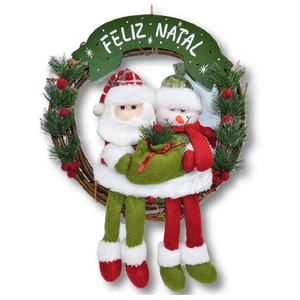 Guirlanda Sisal Bonecos Casal De Natal 35cm XTS7238