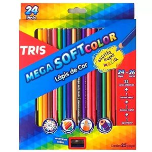 Lápis De Cor 24 Cores Megasoft Tris