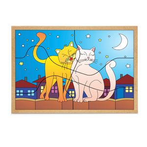 Quebra Cabeça Casal Gatos MDF 1244