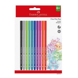 Kit Boligrafo Fine Pen Pop 0.4 Com 10 Faber Castell  Sm/Fpp10