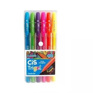 Caneta Esferográfica Cis Trigel Neon Com 6 Unidades