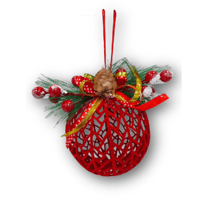 Pendente Bola Vazada Com Frutos, Pinha e Camurça Wf1402