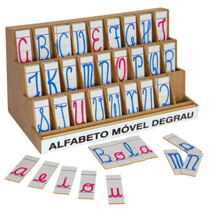 Alfabeto Móvel Degrau Cursivo 130 peças MDF 1365
