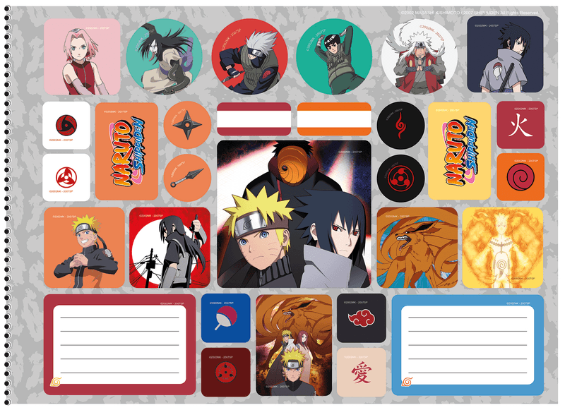 Caderno de Desenho Naruto Shippuden Preto - 60 Folhas - São