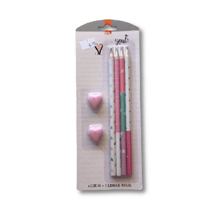Kit Escolar brw S2  (4 Lápis HB + 2 Borrachas Ponteira)