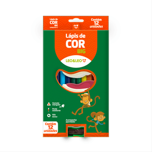 Lápis De Cor Big C/ 12 Cores + Apontador- Leonora