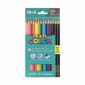 Lápis De Cor Multi Color C/ 12 Cores + 2 Lápis Grafite